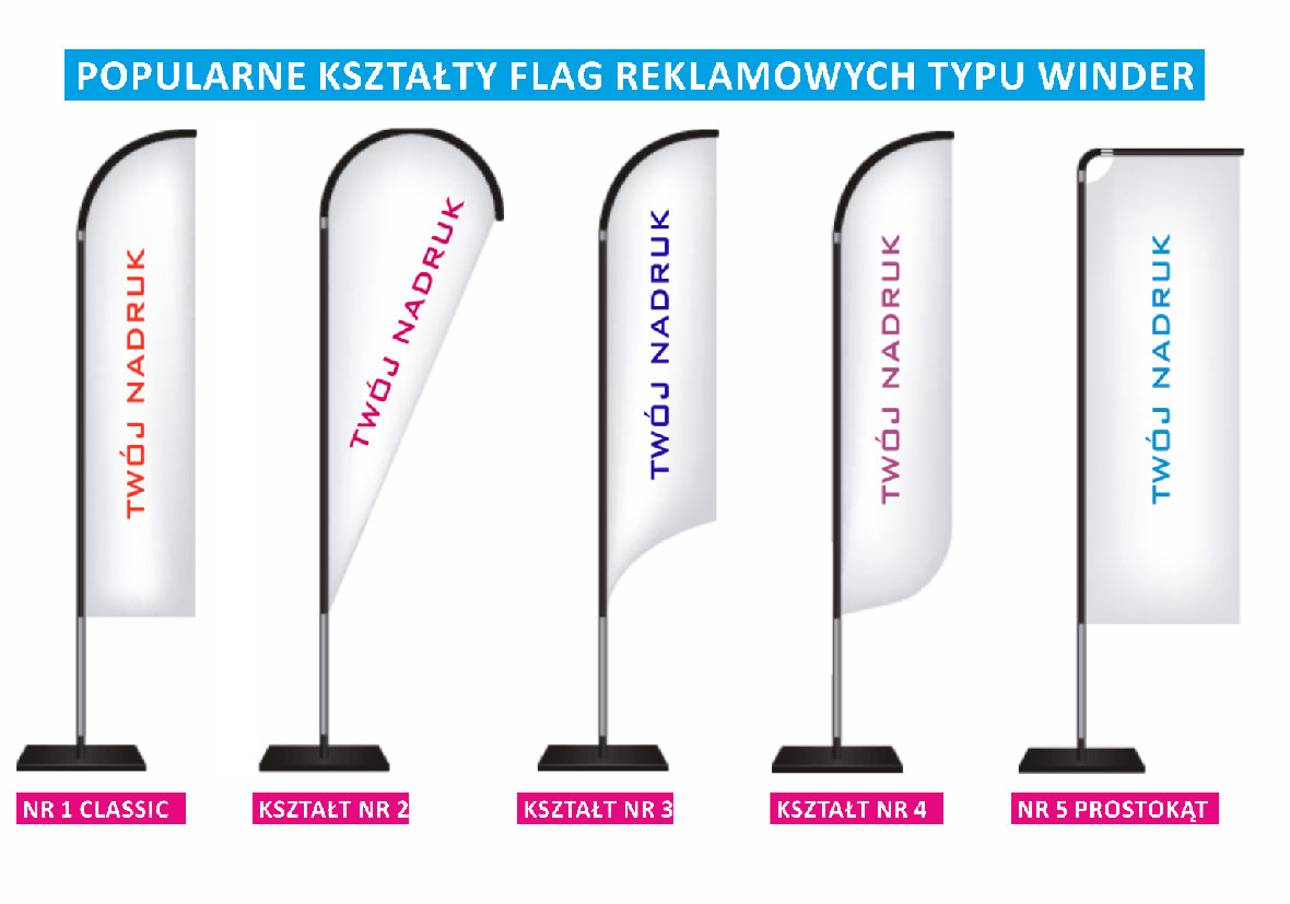 Kształty flag reklamowych Flagi reklamowe z nadrukiem